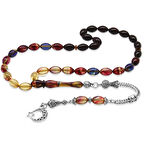 Ayyıldız Kararmaz Metal Püsküllü Arpa Kesim Süzme Bonibon Ateş Kehribar Tesbih