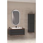 PIER 100 CM BEYAZ LAVABOLU BANYO DOLABI ANTRASİT / KAYIN - BOY DOLAP DAHİL