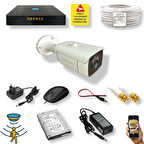 1 Kamerali Set - Hareket Algılayan Gece Görüşlü 24 Smd Led 5MP Sony Lensli 1080P Full HD Metal Kasa Güvenlik Kamerasi Seti 6224