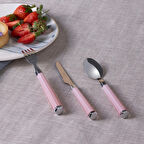 Karaca Freya 18 Parça 6 Kişilik Yemek Çatal Kaşık Bıçak Takımı Pembe