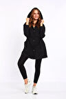 Micro Siyah Midi Yağmurluk & Rüzgarlık