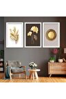 GOLD AYNALI PLEKSİ ÇERÇEVELİ SOYUT ŞEKİLLİ BİTKİLER TABLOSU