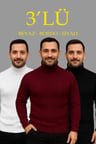 Erkek Fitilli Triko Kazak lÜ Set Beyaz Bordo Siyah Regular Balıkcı Yaka Tam Boğazlı Triko Seti Modeli Kazak