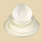 New Bone Porselen Yaldızlı 24 Parça Yemek Takımı fk.83