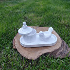 3 Lü Dekoratif  Mumluk Seçenekli Anneler Günü Hediyesi Sunum Seti (Beyaz)