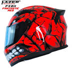 Forza FX Red Fantastic Full Face ( Kapalı ) Güneş Vizörlü ( Gözlüklü ) Motorsiklet Kaskı