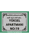Besmele yazılı  Apartman Kapısı İsimliği 26cm*19cm Fırçalı gümüş  Aliminyum Levha