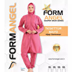 Form Angel Kadın Desenli Büyük Beden Paraşüt Taytlı Fermuarlı Tesettür Mayo 3XL-6XL/1700-4-6