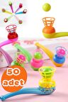 50 Adet Oyuncak Saksafon Popit Pipet Top Üfleme Oyunu Hediyelik Parti Eğlencesi