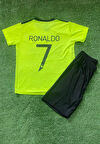 Bite Nose Fosfor Yeşili Cr7 Alt Üst Takım Tişört Şortlu T-Shirt