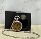 Özel Kutulu Camlı Gümüş Köstekli Saat