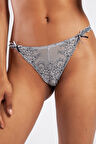 Golshan Giselle Mini String, Kadın Güpürlü Saten Gri String Külot