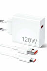 120W Şarj Aleti Hızlı Çift Turbo Şarj Aleti Seti Beyaz