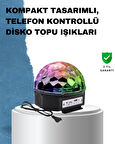 Taşınabilir Rgb Disko Topu Bluetooth Ve Uzaktan Kumanda Özellikli