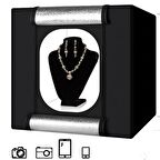 40x40cm Ledli Ürün Çekim Çadırı Ayarlanabilir Led Işık Çadırı 40x40 Pro Stüdyo 4 Renk Fon