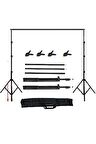 3x3m Backdrop Fon Standı Stüdyo Stand Kit Taşıma Çantalı Set 3x3 Metre Fon Stant