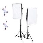 50x70cm Softbox 4 Duylu Ikili Sürekli Işık Seti Foto Video Ürün Çekim Makyaj 8 Duy 50x70 Softbox