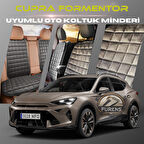 Cupra Formentor Antrasit Renk Tay Tüyü Cepli & Terletmez Sırtlı Oto Koltuk Minder Seti - Koltuk Koruma Kılıfı (ÖN & ARKA TAM SET)