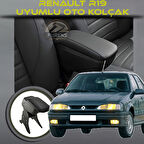 Renault R 9 Broadway Uyumlu Kol Dayama Ve Kolçak Sürgülü Bardaklıklı Ayarlanabilir Siyah Deri