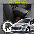 Peugeot 207 Uyumlu Kol Dayama Ve Kolçak Sürgülü Bardaklıklı Ayarlanabilir Siyah Deri