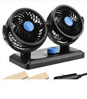 Point 12v Kademeli Çift Başlı 360 Dönebilen Araç Fanı Oto Fan Soğutucu Vantilatör
