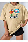 çizgi film karakterleri  baskılı oversize basic o yaka unisex t-şhirt