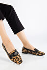 Leopar Desen Tokalı Kadın Loafer Ayakkabı