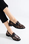 Kadın Leopar Desen Loafer Ayakkabı