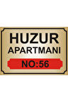 Apartman İsim Tabelası Aliminyum AYNALI Gold Metal Levha