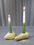 Yılbaşı 2li Gold Kozalak Mumluk ve Mum Seti