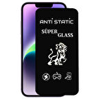 iPhone 14 Anti Static Toz Tutmayan Çerçeveli Temperli Ekran Koruyucu Cam