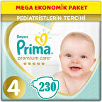 Prima Premium Care Bebek Bezi Beden:4 (9-14Kg) Maxi 230 Adet Mega
