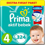 Prima Bebek Bezi Beden:4 (9-14Kg) Maxi 324 Adet Ekstra Fırsat Pk