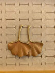 GOLD ÇELİK Yaprak Gingko Küpe