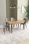 Ikon Meşe Desen 80x132 MDF Açılabilir Mutfak Masası Takımı 4  Sandalye