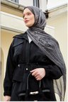 LuvenSara Etnik Desen Hint İpeği Şal Gri