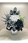 Yapay Çiçekli Gümüş Metal Vazo No:3