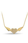 Sevgililer Günü Kanatlı Kalp Altın Kolye Zk0198
