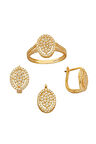 Taşlı Altın Üçlü Set Takım