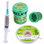RELIFE RL-402 Krem Lehim Paste  40G Ve Flux Lehim Toplama Ve CP1515 Emme Teli Seti