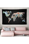 Para Desenli Kanvas Dünya Haritası Kanvas Duvar Örtüsü-Halısı 1012
