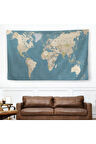 Dünya Haritası Dekoratif Kanvas Duvar Örtüsü-Halısı 1040