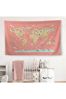 Kız Çocuğu Odası Hayvan Desenli Dekoratif Kanvas Duvar Örtüsü-Halısı 1045