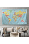 Dünya Haritası Dekoratif Kanvas Duvar Örtüsü-Halısı 1080