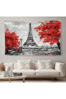 Paris Eyfel Kulesi Yağlıboya Görünüm Dekoratif Kanvas Duvar Örtüsü-Halısı-3508