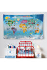 Eğitici Dünya Haritası Çocuk Odası Duvar Örtüsü-halısı 3779