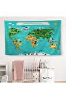 Eğitici Dünya Haritası Çocuk Odası Duvar Örtüsü-halısı 3780