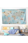 Eğitici Dünya Haritası Dünya Atlası Çocuk Ve Bebek Odası Duvar Örtüsü-halısı 3828