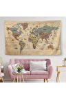 Ahşap Görünümlü Türkçe Eğitici Detaylı Atlası Dekoratif Dünya Haritası Duvar Örtüsü-halısı 3844
