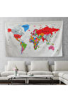 Eğitici Ülke Ve Başkent Detaylı Dekoratif Dünya Haritası Duvar Örtüsü 3853
